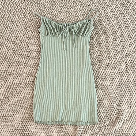 Princess Polly Slow Dancing Mini Dress - Sage - Picture 2 of 8
